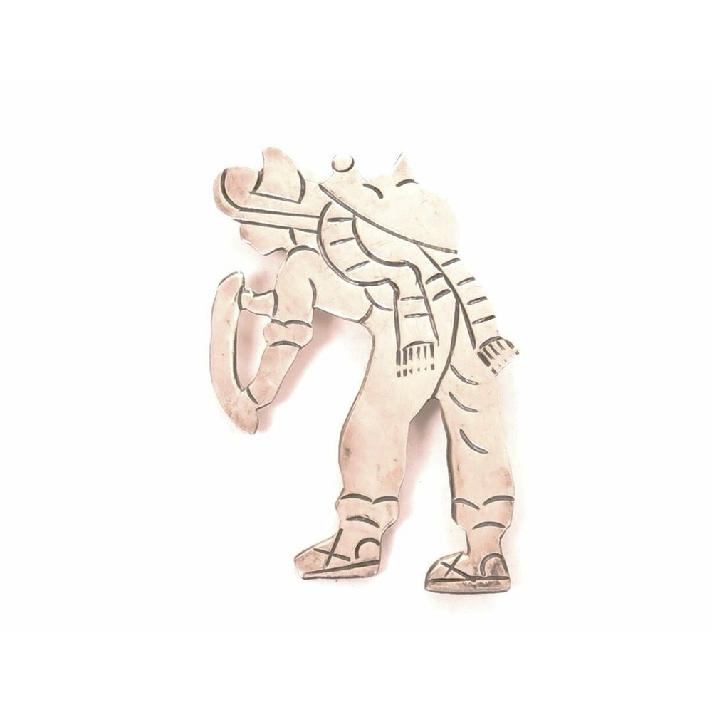 Vintage Sterling Silver Taxco Mexico JHP JM‎ 925 Field Worker Figural Signed Pin